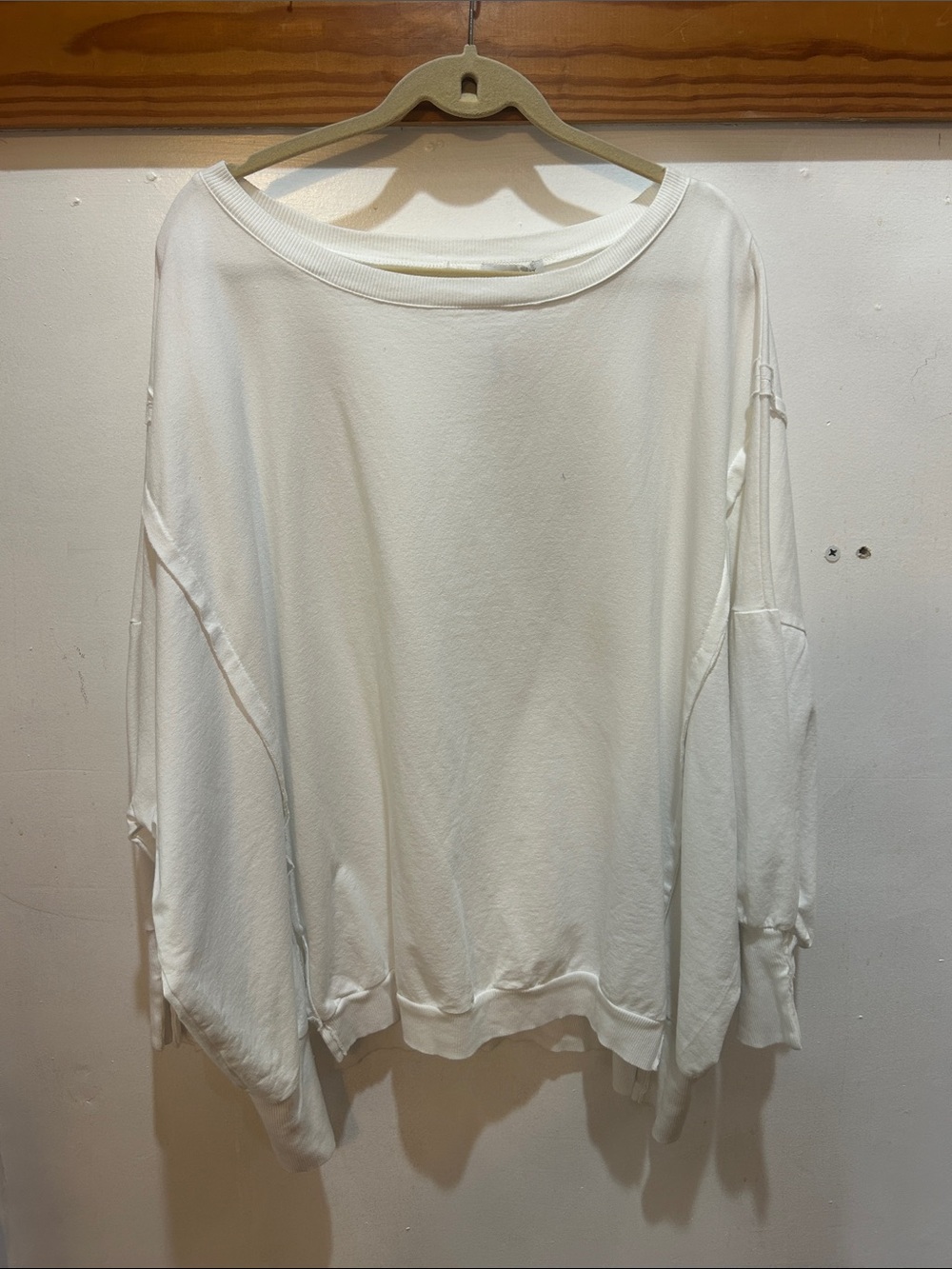 Oversized Pullover Dolman Sweatshirt in White